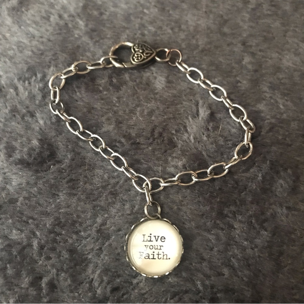“Live your Faith” Silvertone Bracelet